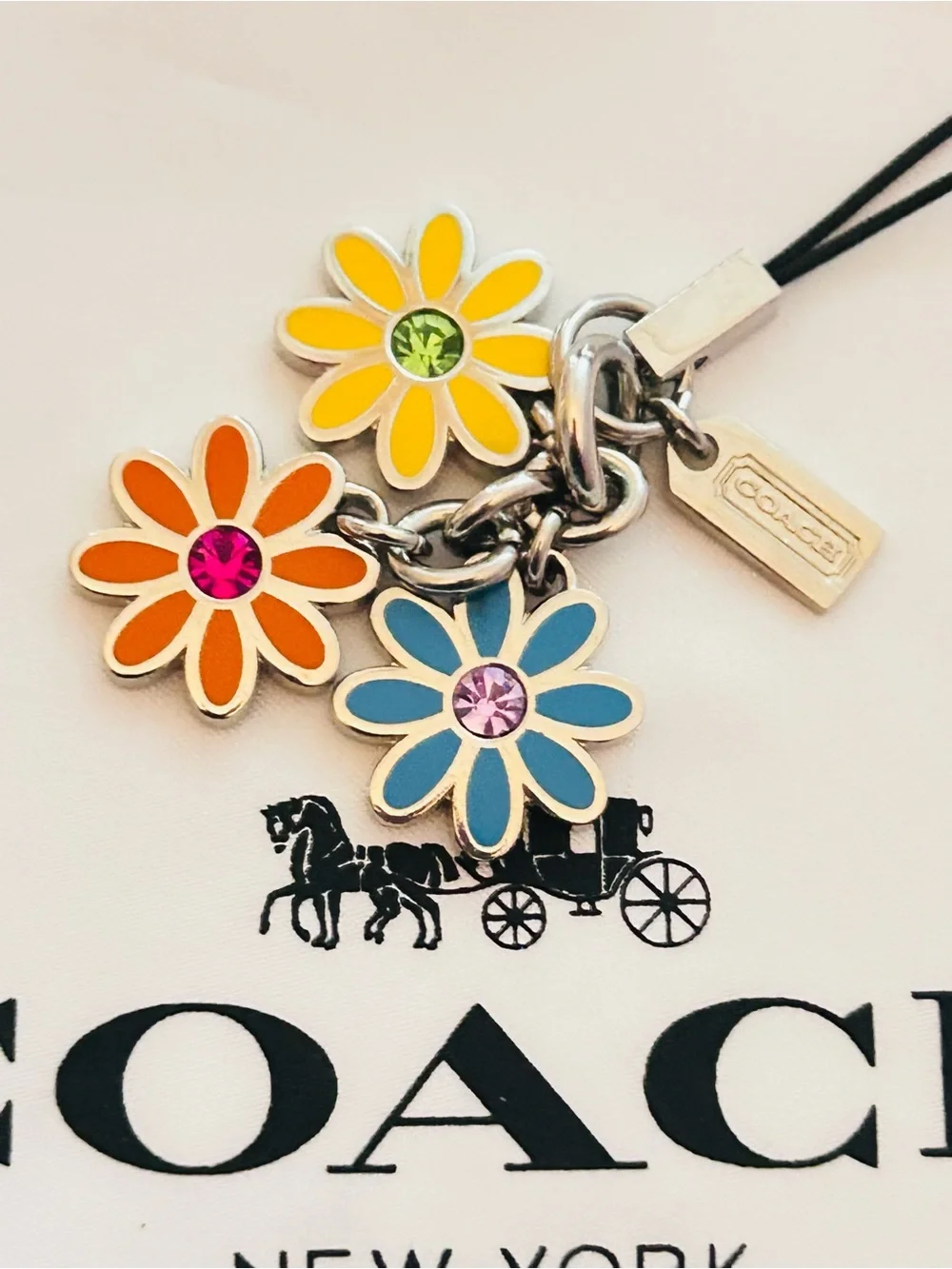 RARE NWOT Coach Y2K Flower Keychain/ Bag Charmkò